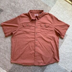 Wrangler Mens 2XL Short Sleeve Button Down Shirt Rust Orange Cotton‎ Blend Work